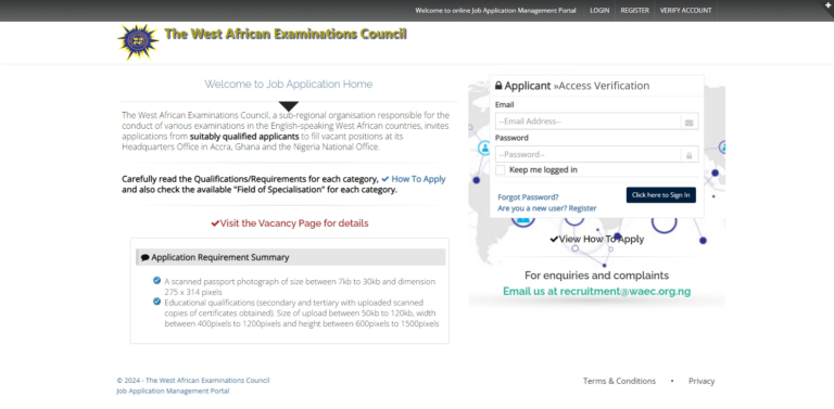 WAEC Recruitment Portal 2024